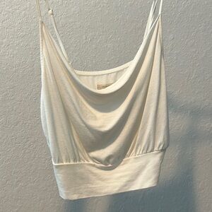 urban outfitters flowy cowl cropped tank white